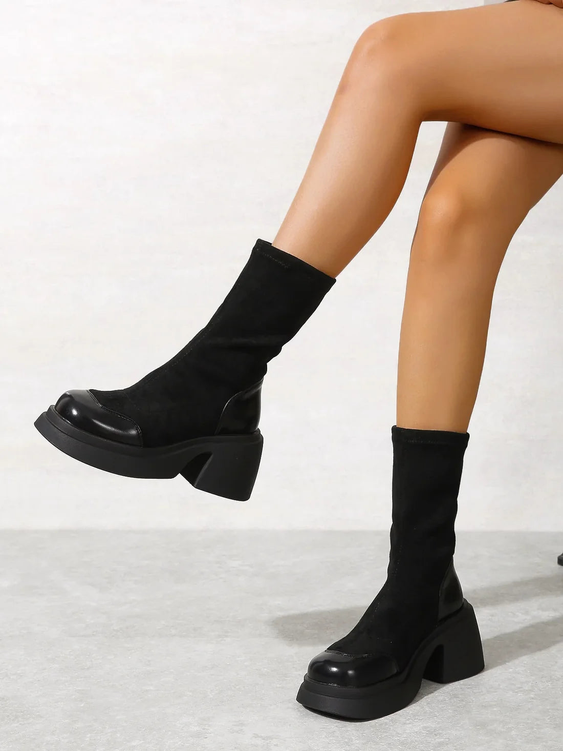 Buy Twenty Eight Shoes High Quality Half Boots Platform Suede Stitched Skinny 8126 Black