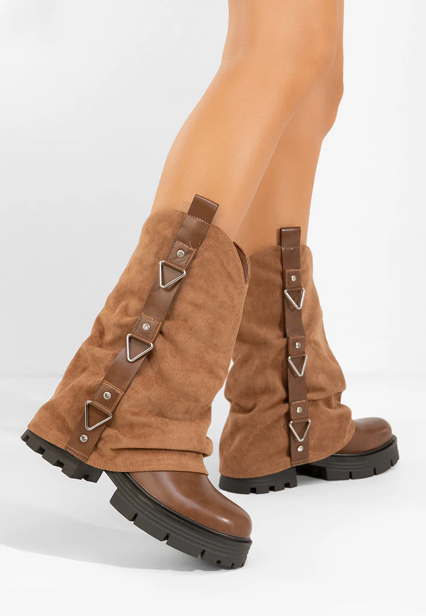 High Quality Design Tan Classic Boots with Detail 12500H028 Coffee