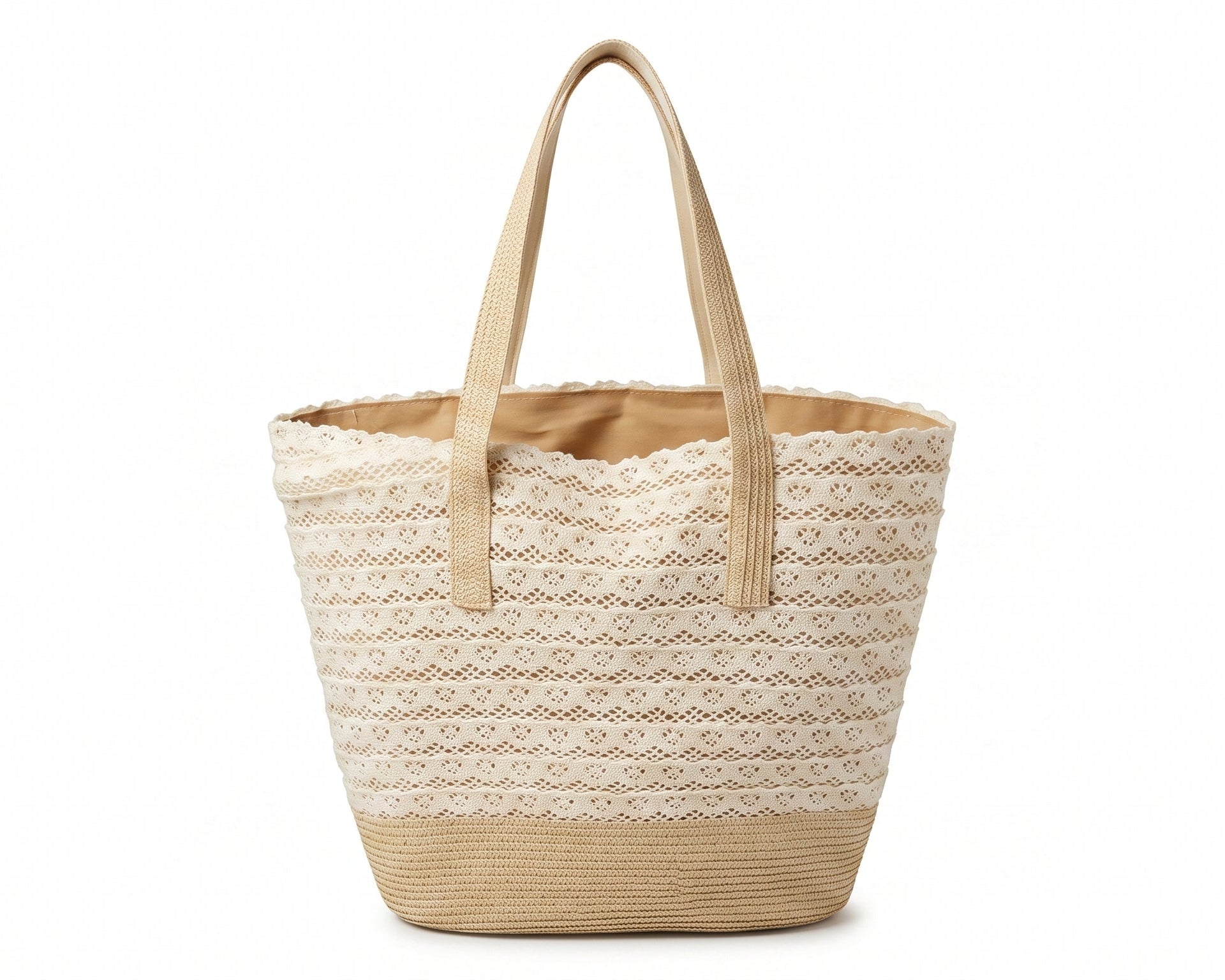 Celine Raffia Tote Bag With Calfskin Leather Trim Woman CEL 213 Beige