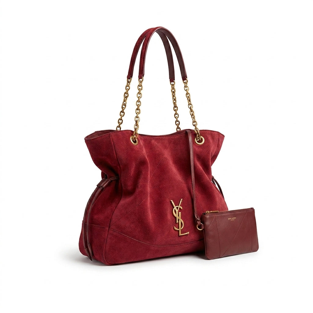 Saint Laurent Jamie shopping Leather Length 33 cm - Width 15 cm Shoulder Bag Mirror For Women 809824 Burgundy