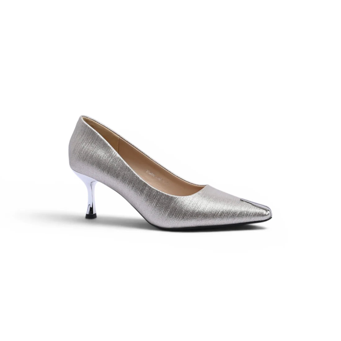 Pointed Stiletto Heel Shoes In Faux Suede Woman 25269 Silver