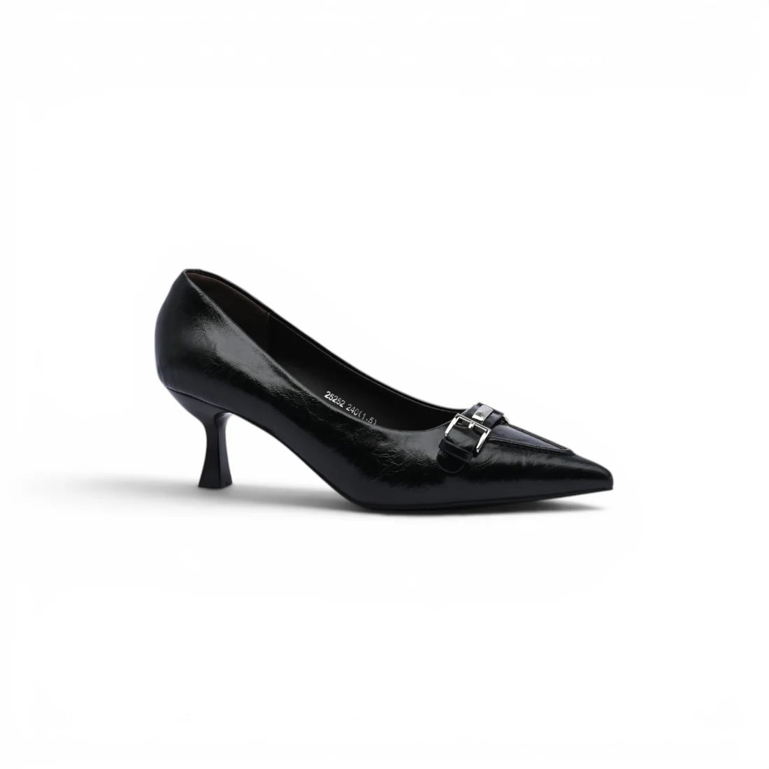 Pointed Stiletto Heel Shoes In Faux buckle Woman 25252 Black