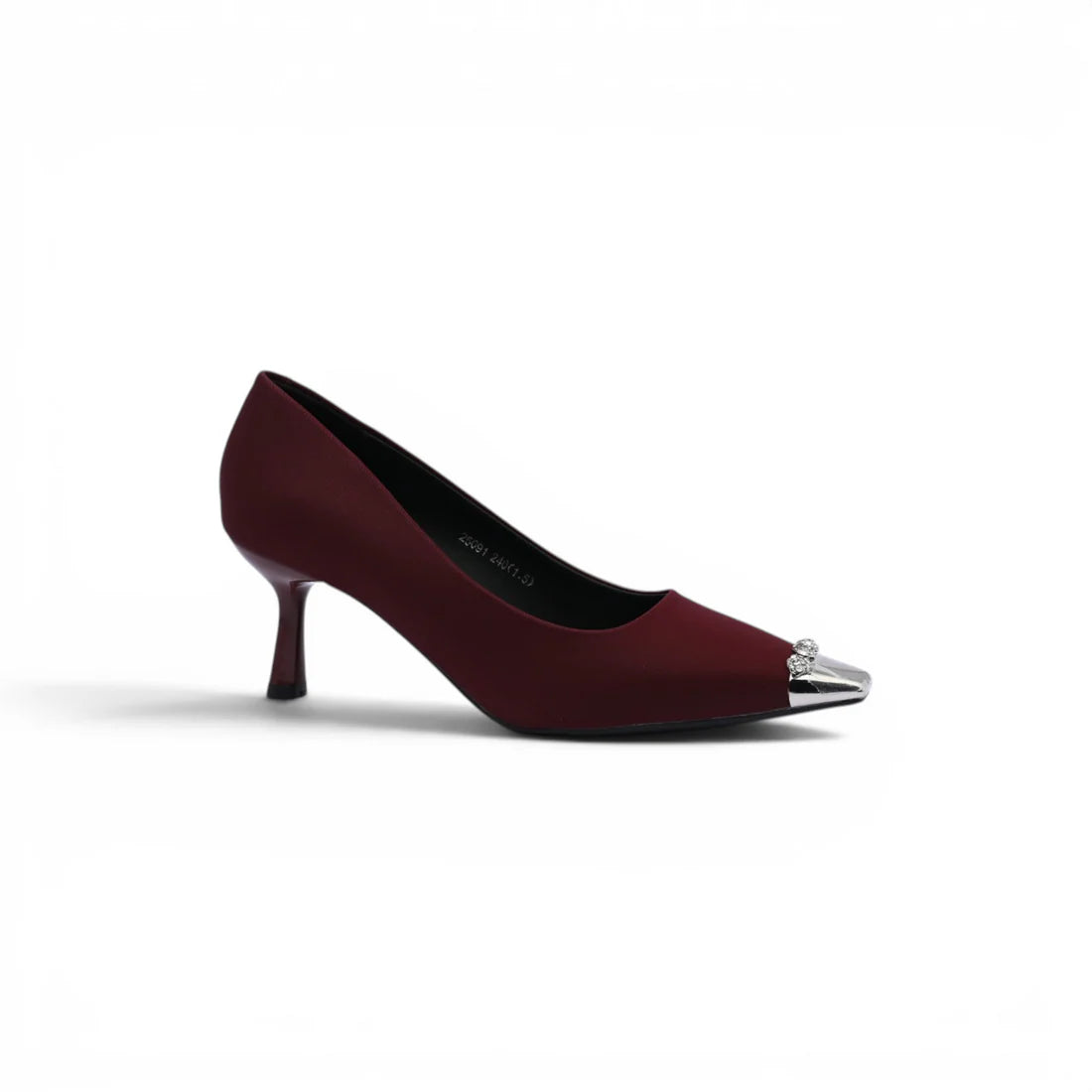 Pointed Stiletto Heel Shoes In Faux Suede Crystal embellished Pump Woman 25091 Burgundy