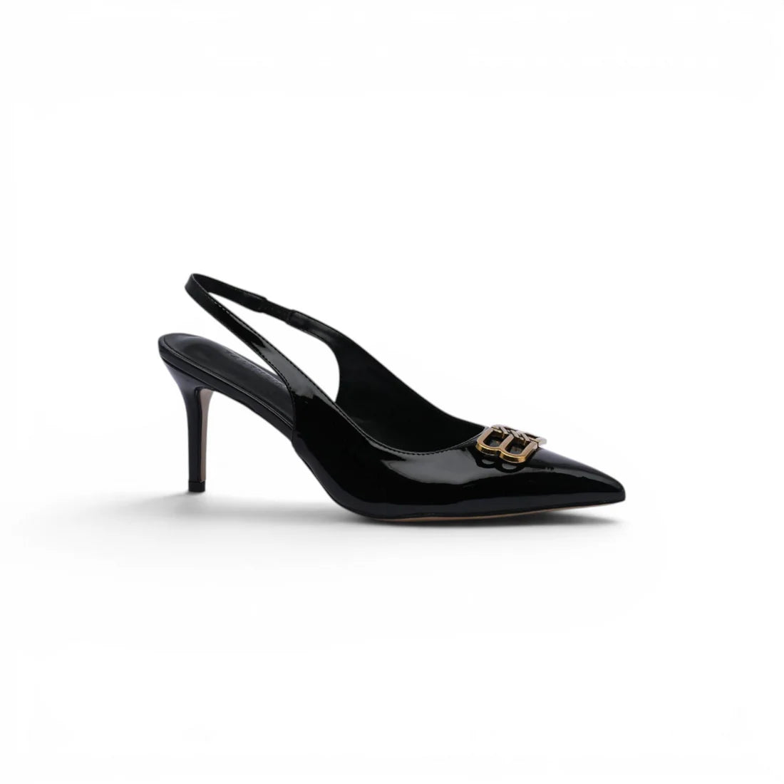Balenciaga Square Knife BB Slingback Pumps Open Back 8812-5 Black
