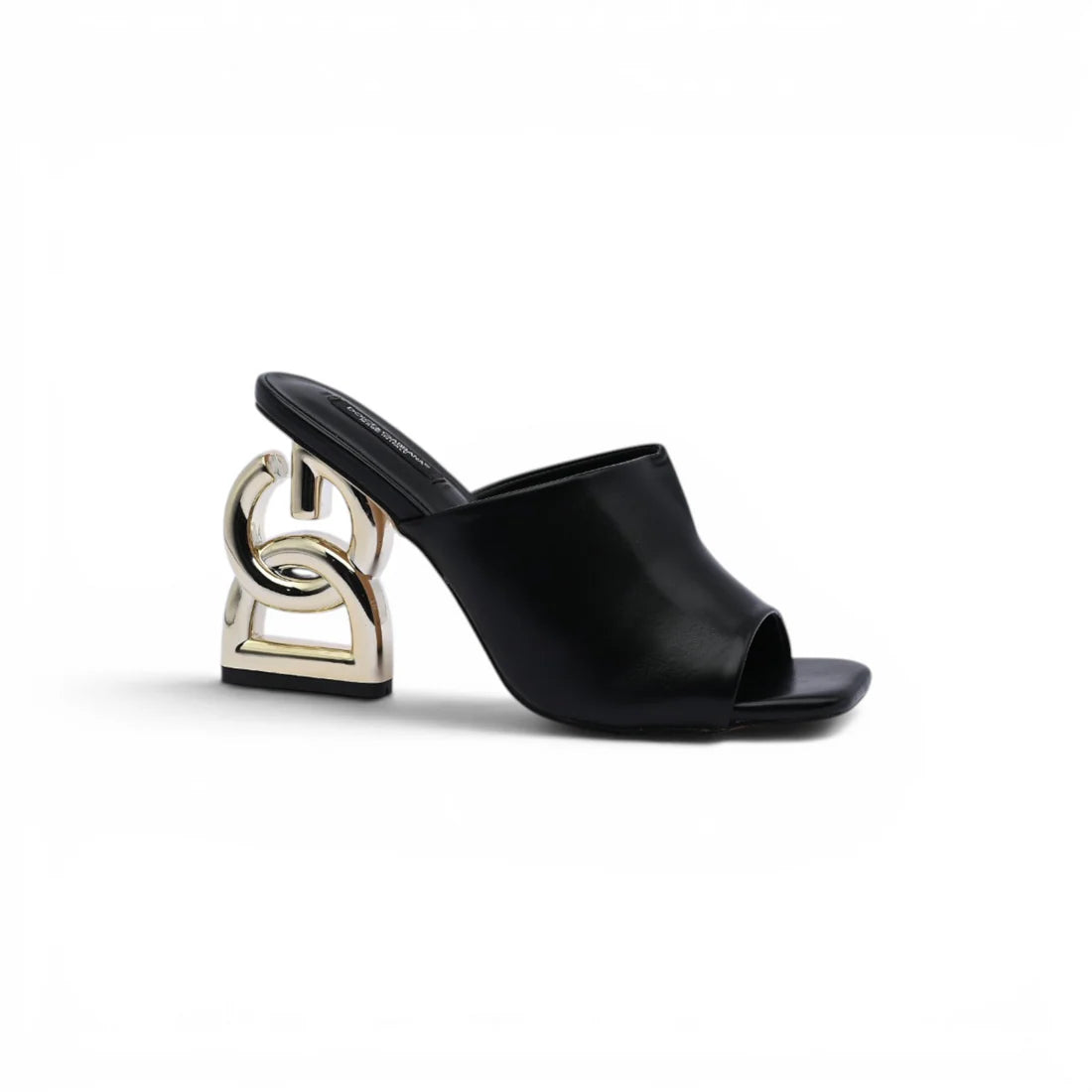 Dolce & Gabbana Patent Leather Sandals Mules with Heel DG Woman 202-1 Black