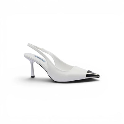 Prada Metallic leather slingback pumps for Women 127-1B White
