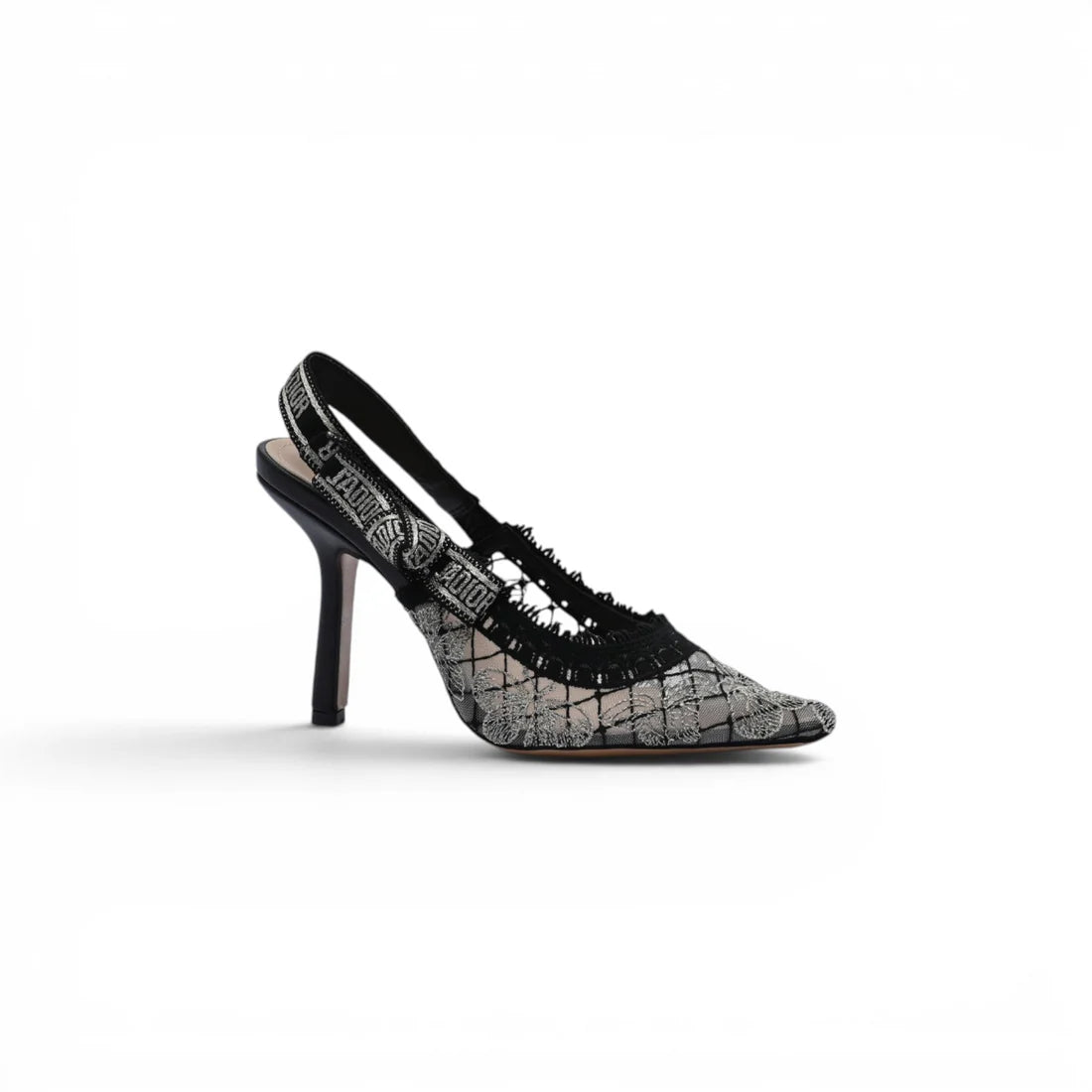 Dior Goolita Bow Crystal Mesh Mule Heels for Women 1688-2 Black&Gold