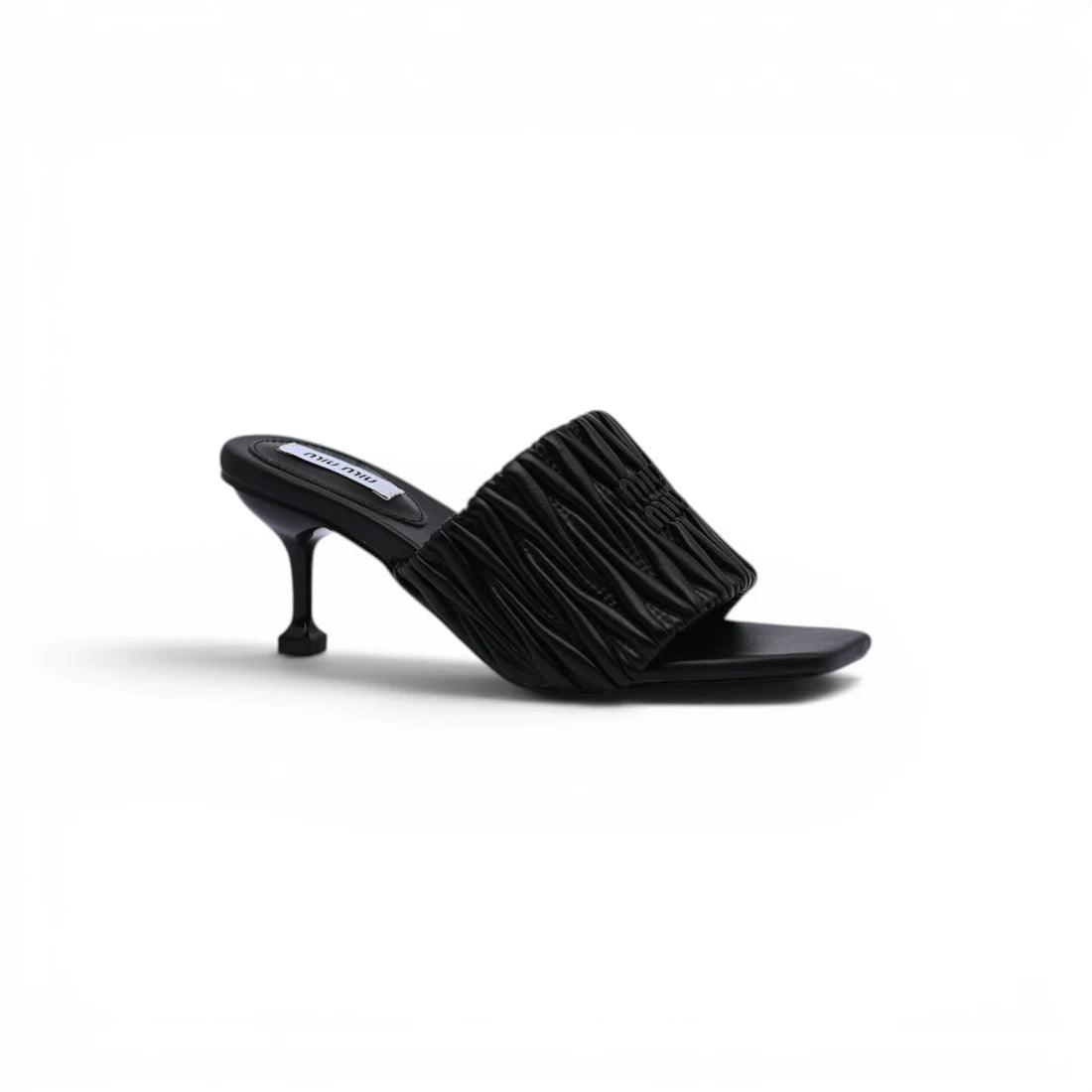 Miu Miu Slipper Designer Slides Leather Padded Front Strap Woman 52725 Black