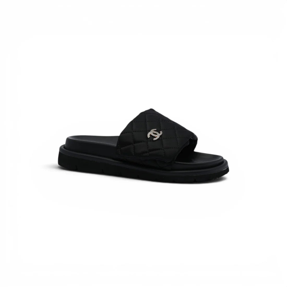 Chanel Lambskin Quilted CC Espadrille Slip On Slipper Woman 9958-8 Black