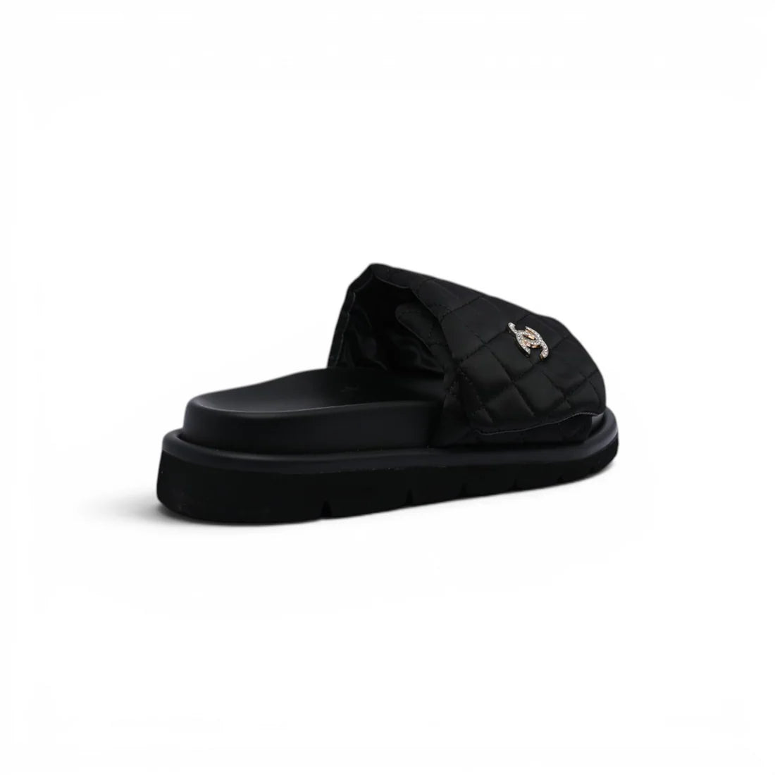Chanel Lambskin Quilted CC Espadrille Slip On Slipper Woman 9958-8 Black