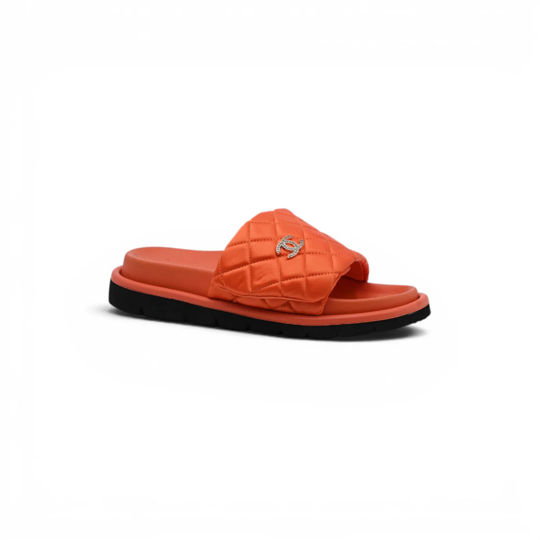 Chanel Lambskin Quilted CC Espadrille Slip On Slipper Woman 9958-8 Orange