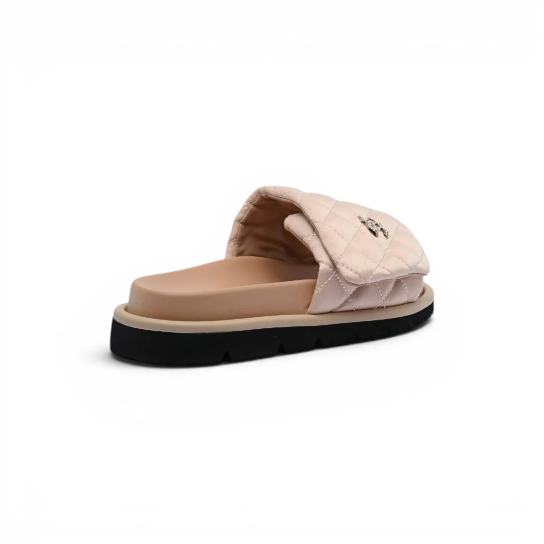 Chanel Lambskin Quilted CC Espadrille Slip On Slipper Woman 9958-8 Beige