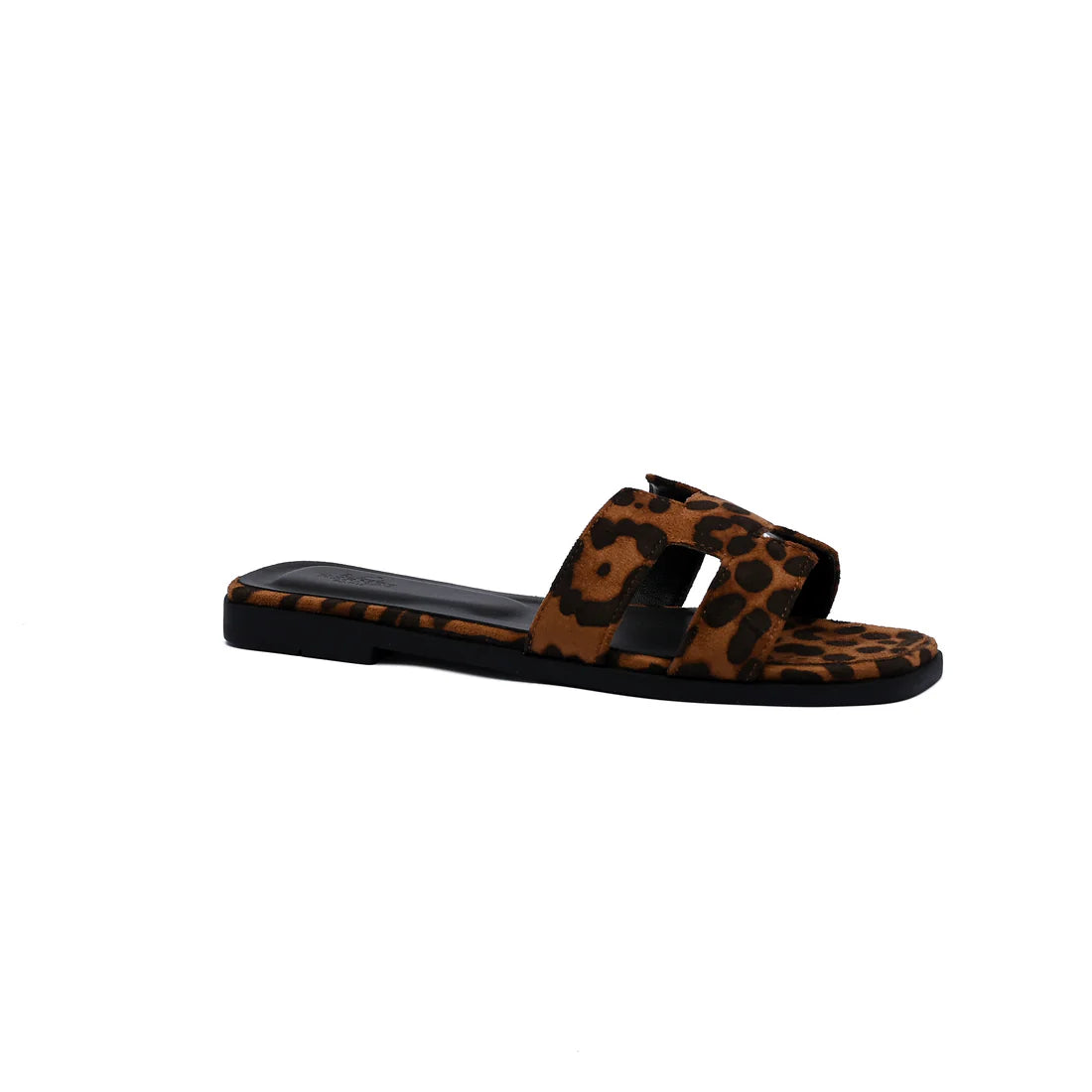 Hermes Oran Flat Slide leather sandals with snake animal print Woman H38-17 Tiger