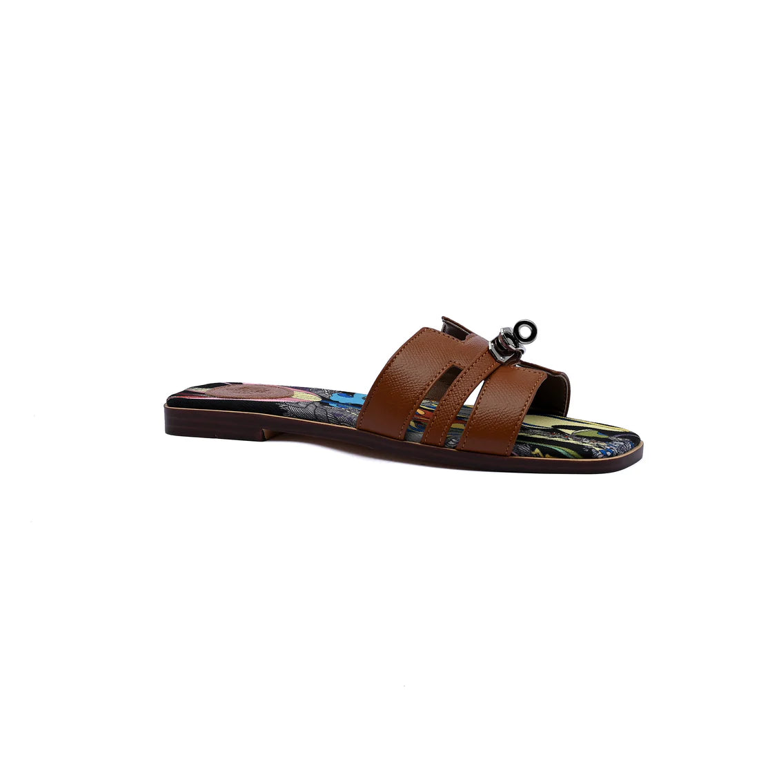 Hermès Giulia Oran Flat Sandals Plated Kelly Buckle Women H9-32 Havan