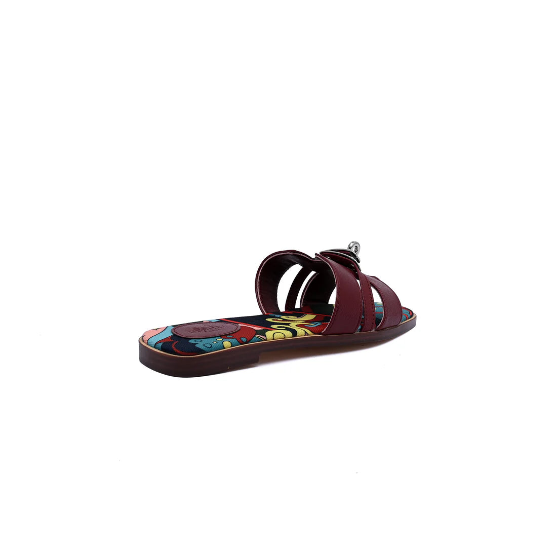 Hermès Giulia Oran Flat Sandals Plated Kelly Buckle Women H9-32 Burgundy