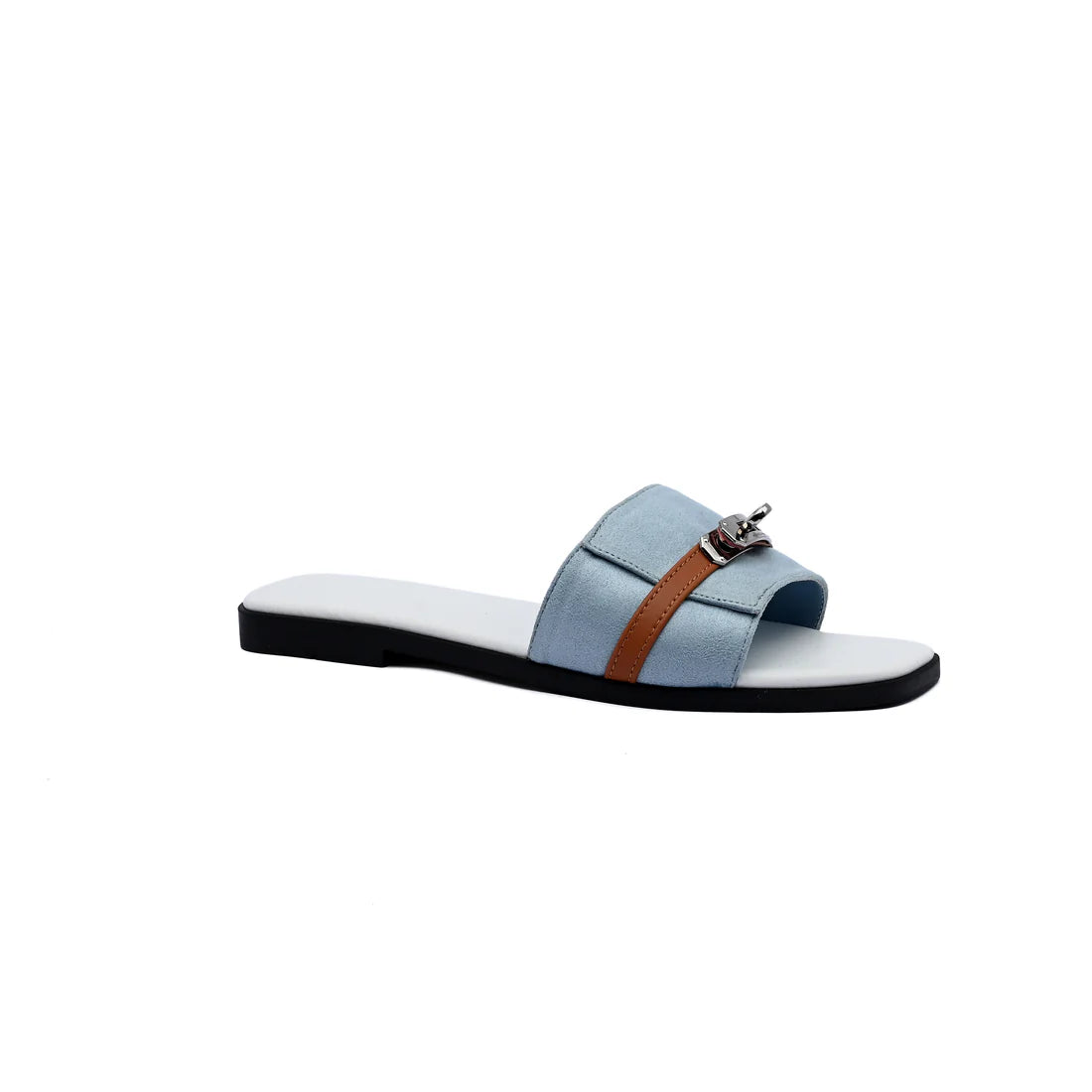 Hermes Giulia Sandal In Suede Goatskin And Calfskin With Iconic Palladium-Plated Kelly Buckle Woman H9-25 Baby