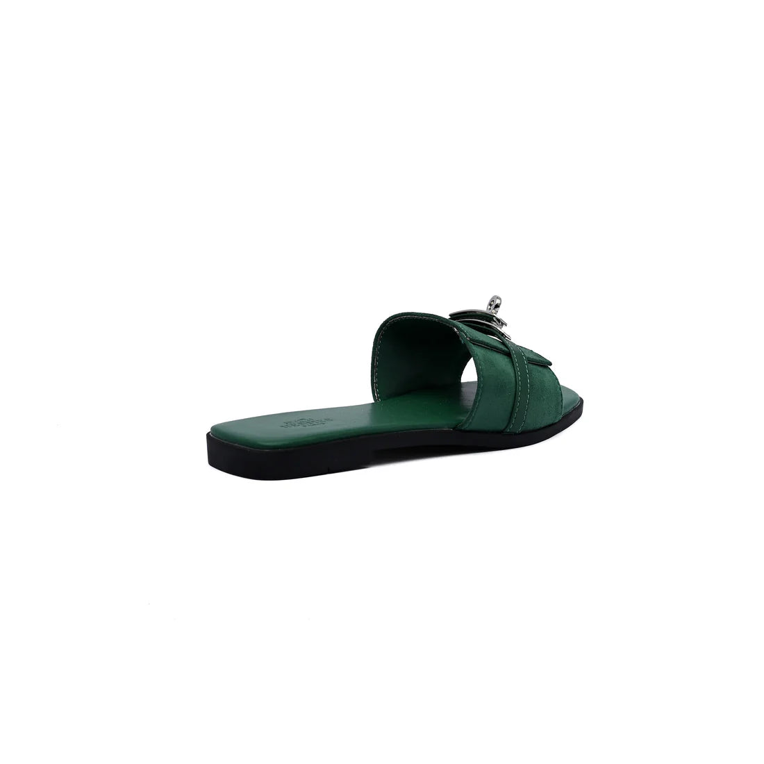 Hermes Giulia Sandal In Suede Goatskin And Calfskin With Iconic Palladium-Plated Kelly Buckle Woman H9-25 Green