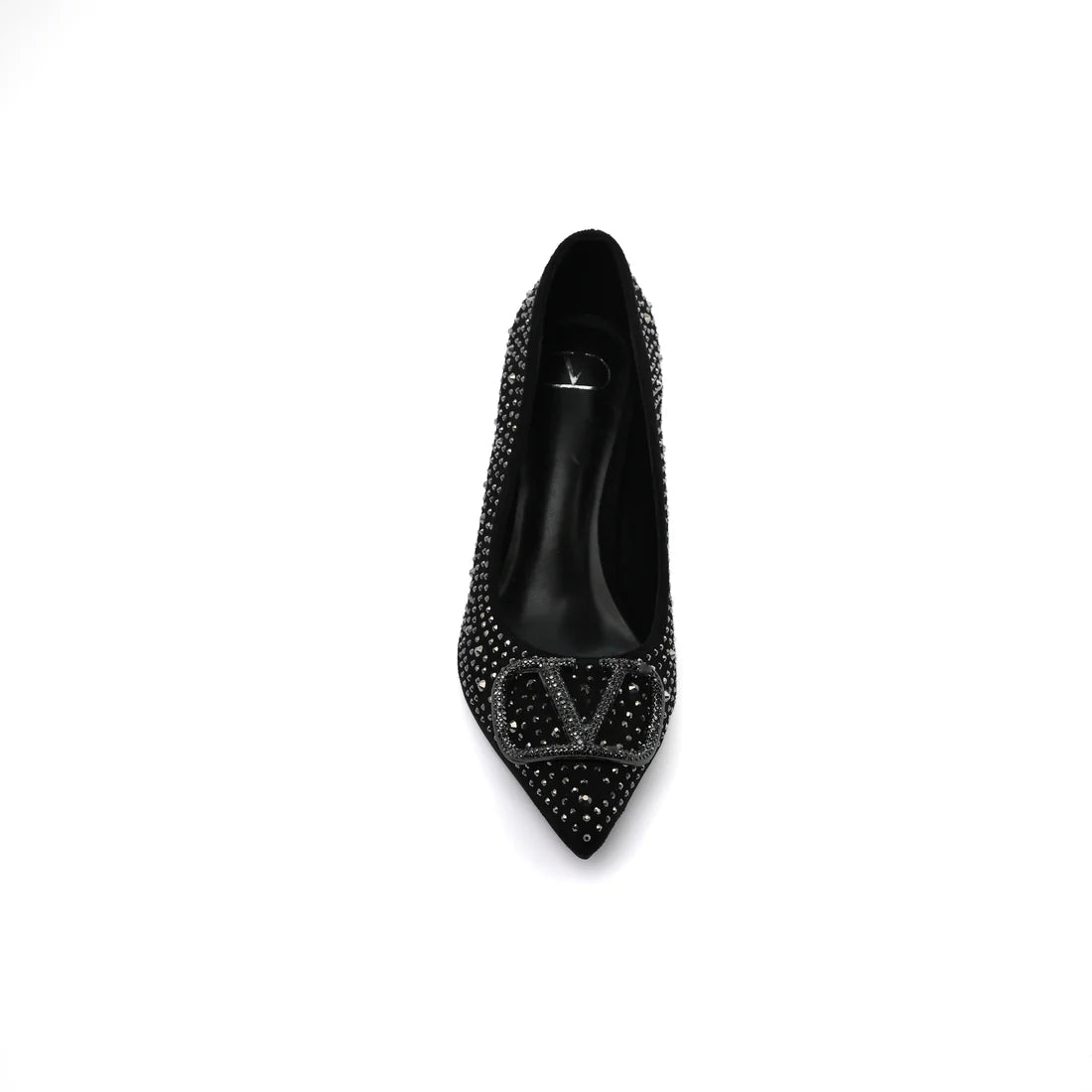 Valentino Garavani V Logo Crystal Embellished Heels Woman 1554 Black
