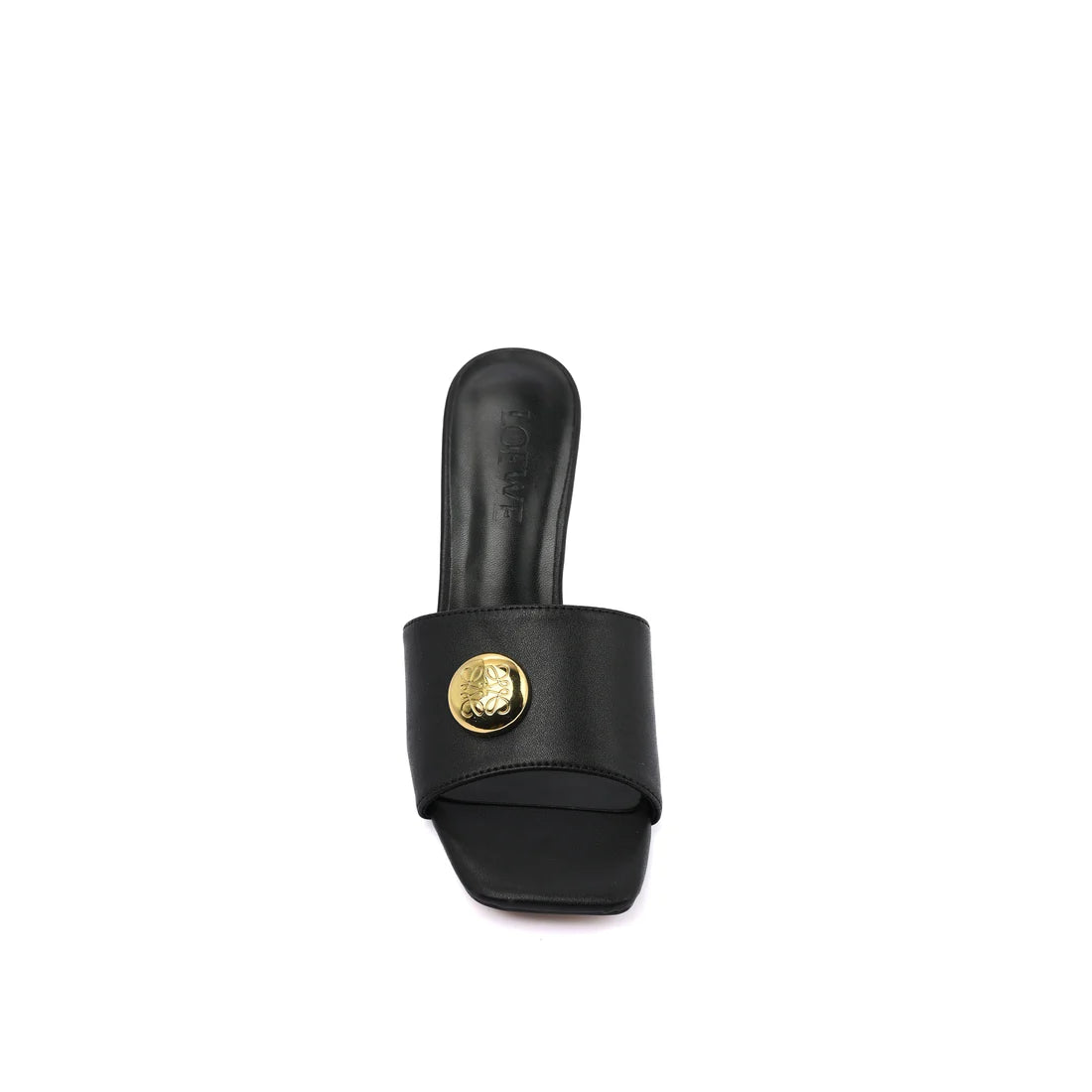 LOEWE Pebble Slide Leather Mules Heels Woman 053 Black