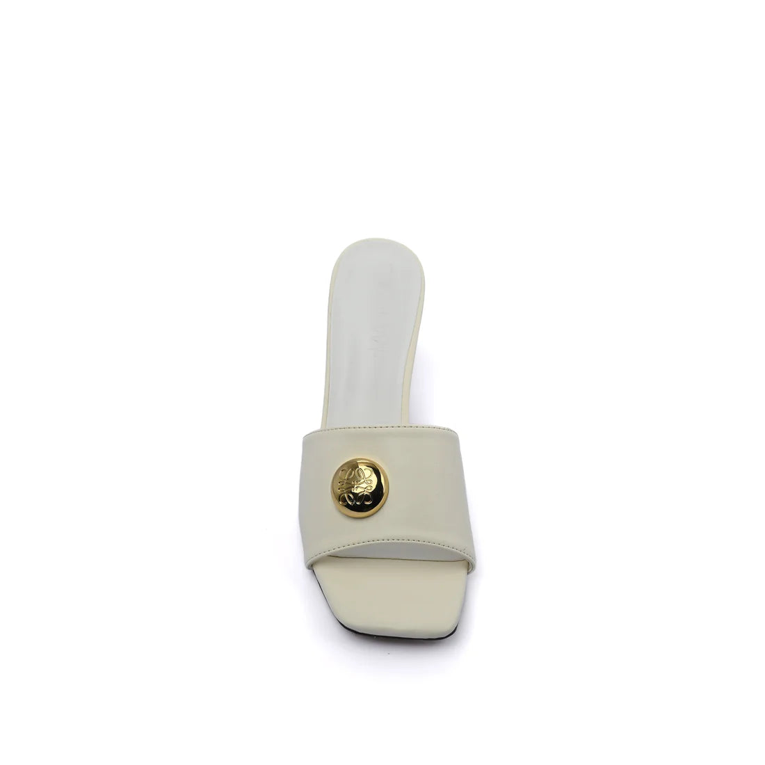LOEWE Pebble Slide Leather Mules Heels Woman 053 Off-White
