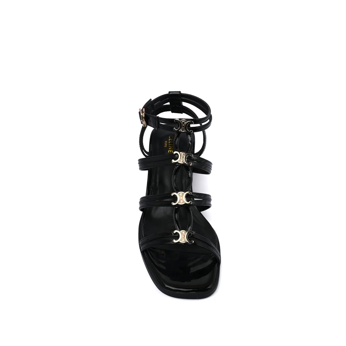 Celine Clemence Multi Triomphe Sandal in Lambskin Woman 3882-5 Black
