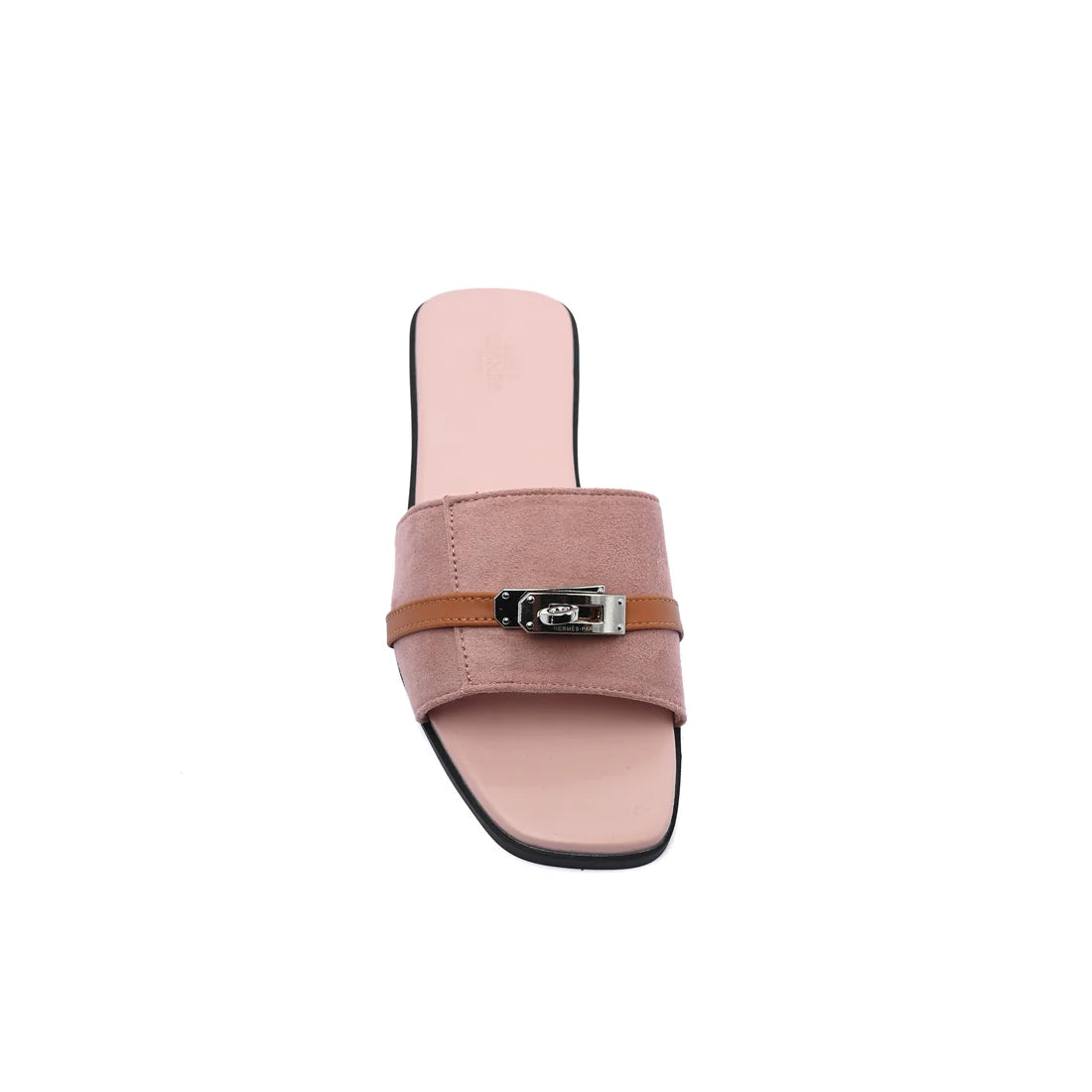 Hermes Giulia Sandal In Suede Goatskin And Calfskin With Iconic Palladium-Plated Kelly Buckle Woman H9-25 Pink