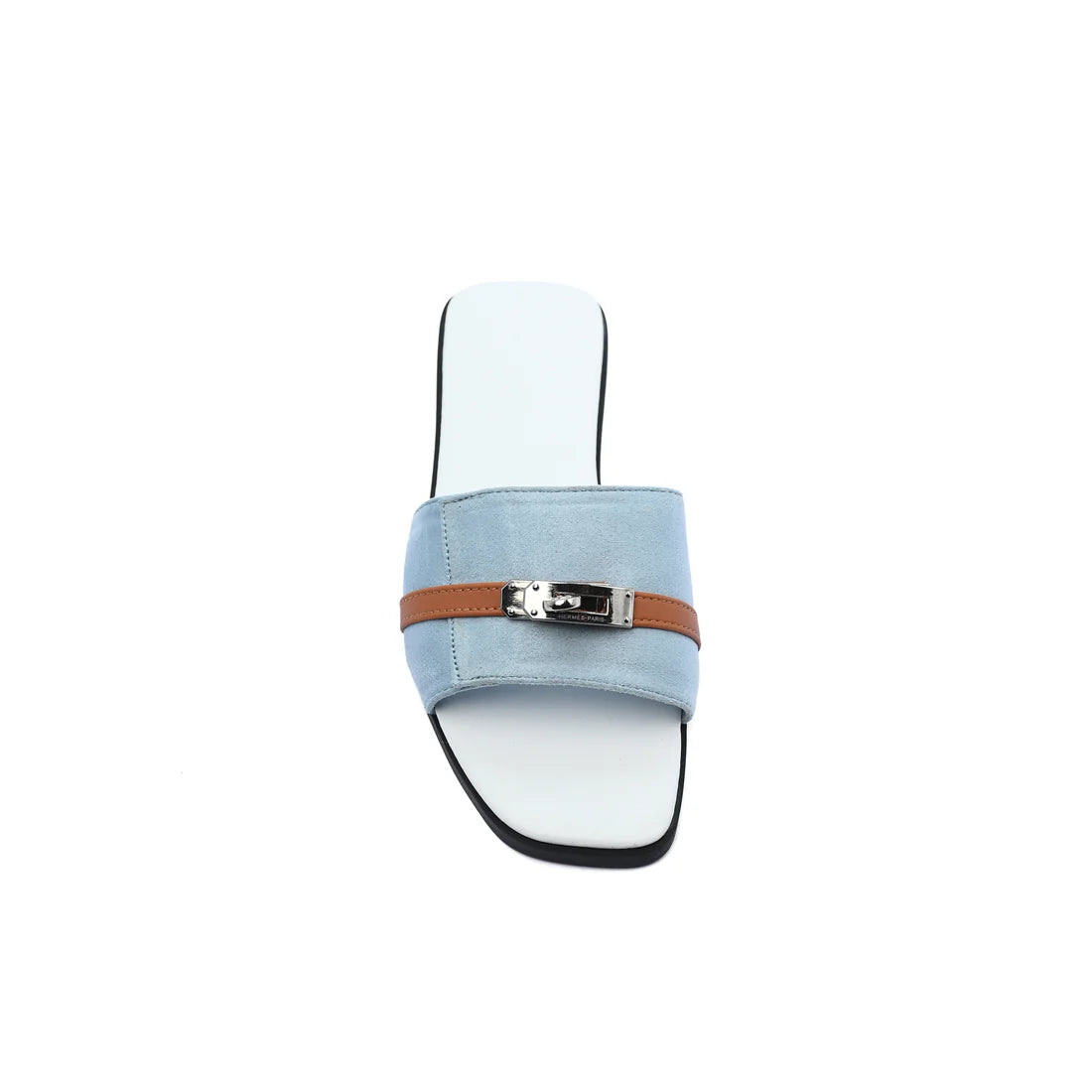 Hermes Giulia Sandal In Suede Goatskin And Calfskin With Iconic Palladium-Plated Kelly Buckle Woman H9-25 Baby