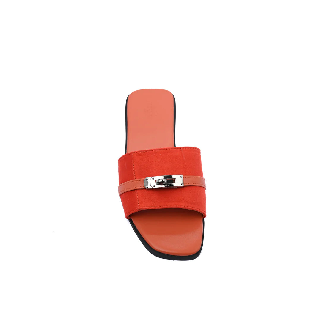 Hermes Giulia Sandal In Suede Goatskin And Calfskin With Iconic Palladium-Plated Kelly Buckle Woman H9-25 Orange