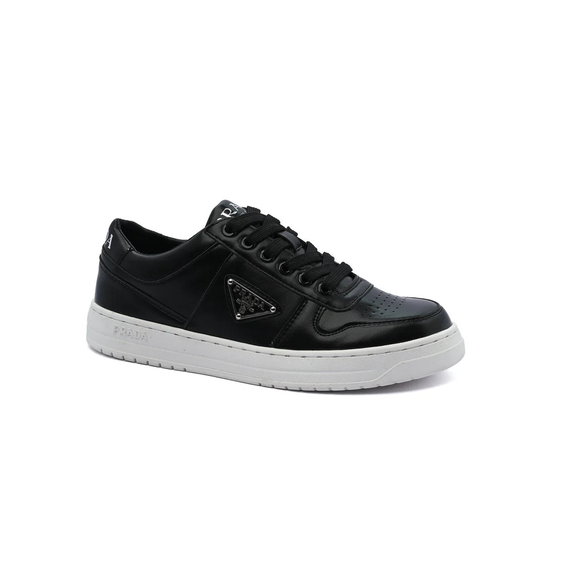 Prada Downtown Perforated Leather Sneakers for Women A356 Black