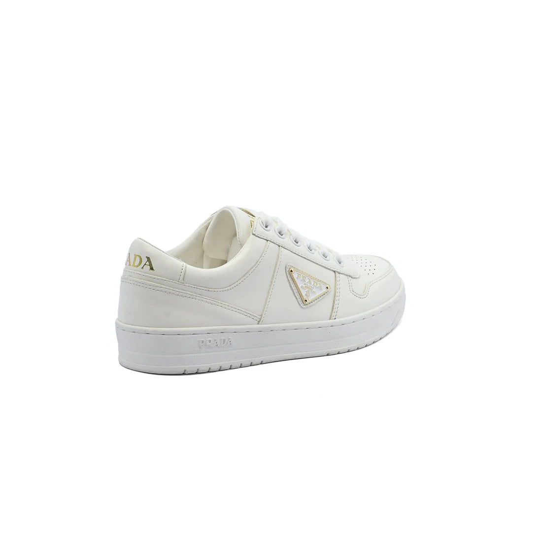 Prada Downtown Perforated Leather Sneakers for Women A356 White