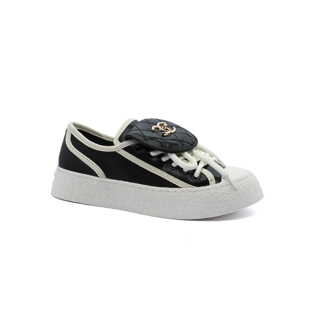 Chanel Platform Suede Calfskin Sneakers Woman F3669 Black