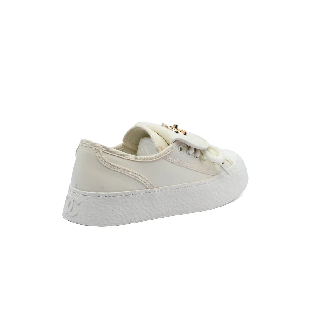 Chanel Platform Suede Calfskin Sneakers Woman F3669 White