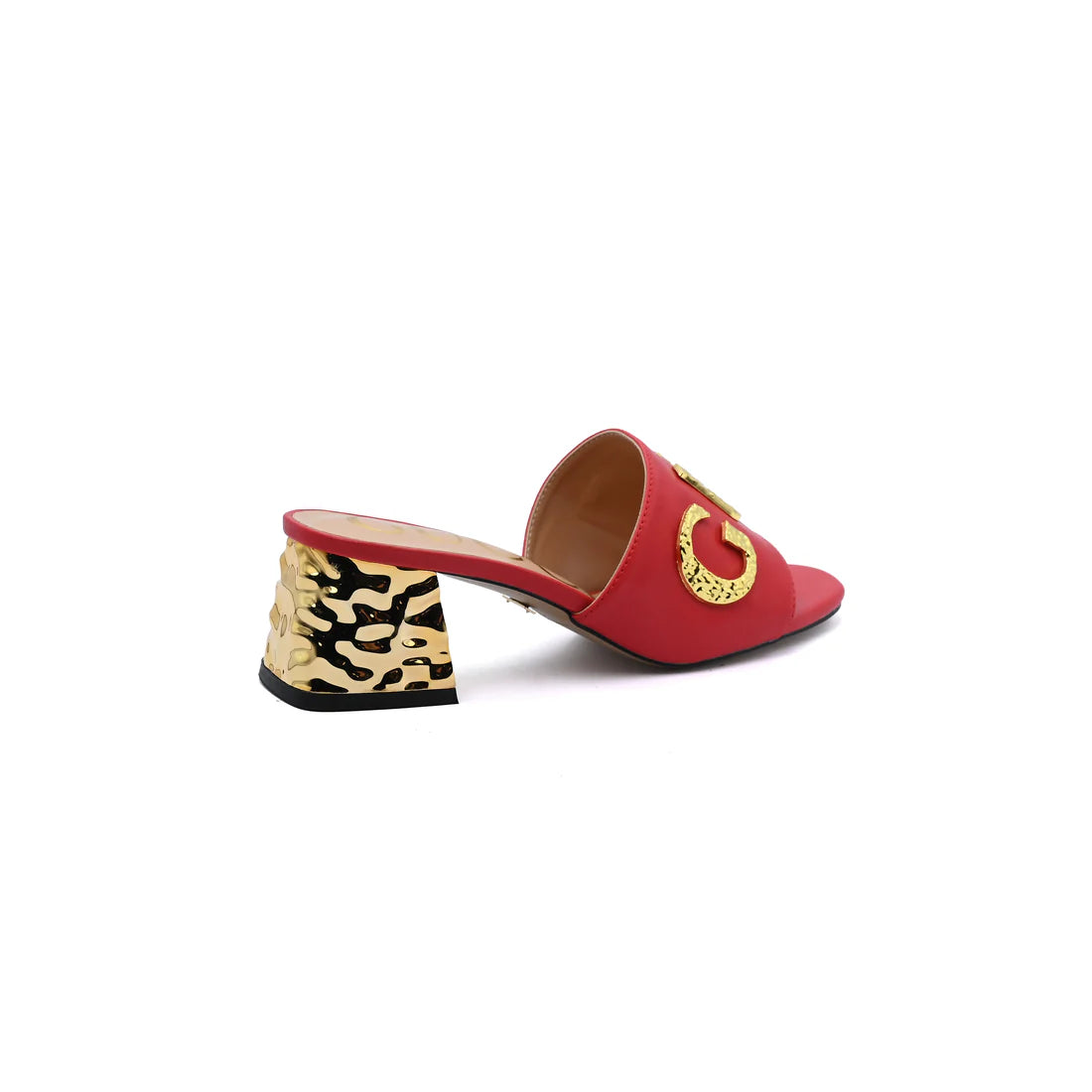 Gucci Logo Leather Flat Gols Sandals Interlocking Out Sandal Woman 666-7 Red