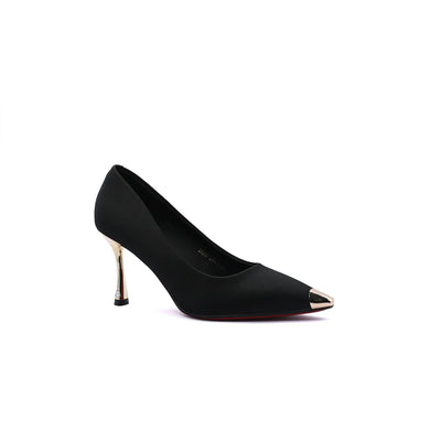 Pointed Stiletto Heel Shoes In Faux Suede Woman 25237 Black