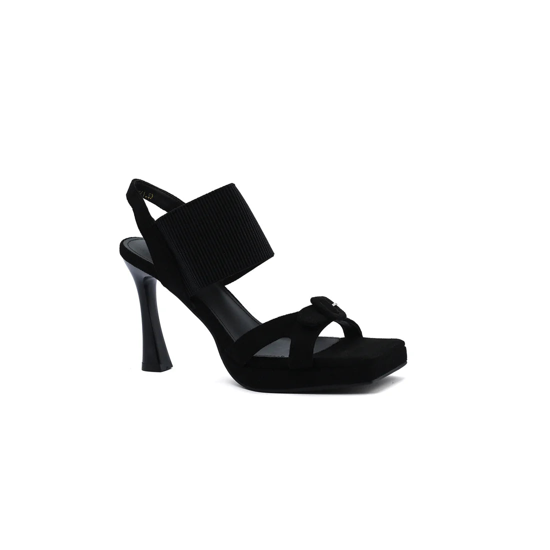 Elastic Band Platform Gladiator Sandals Square Toe Woman 6603 Black