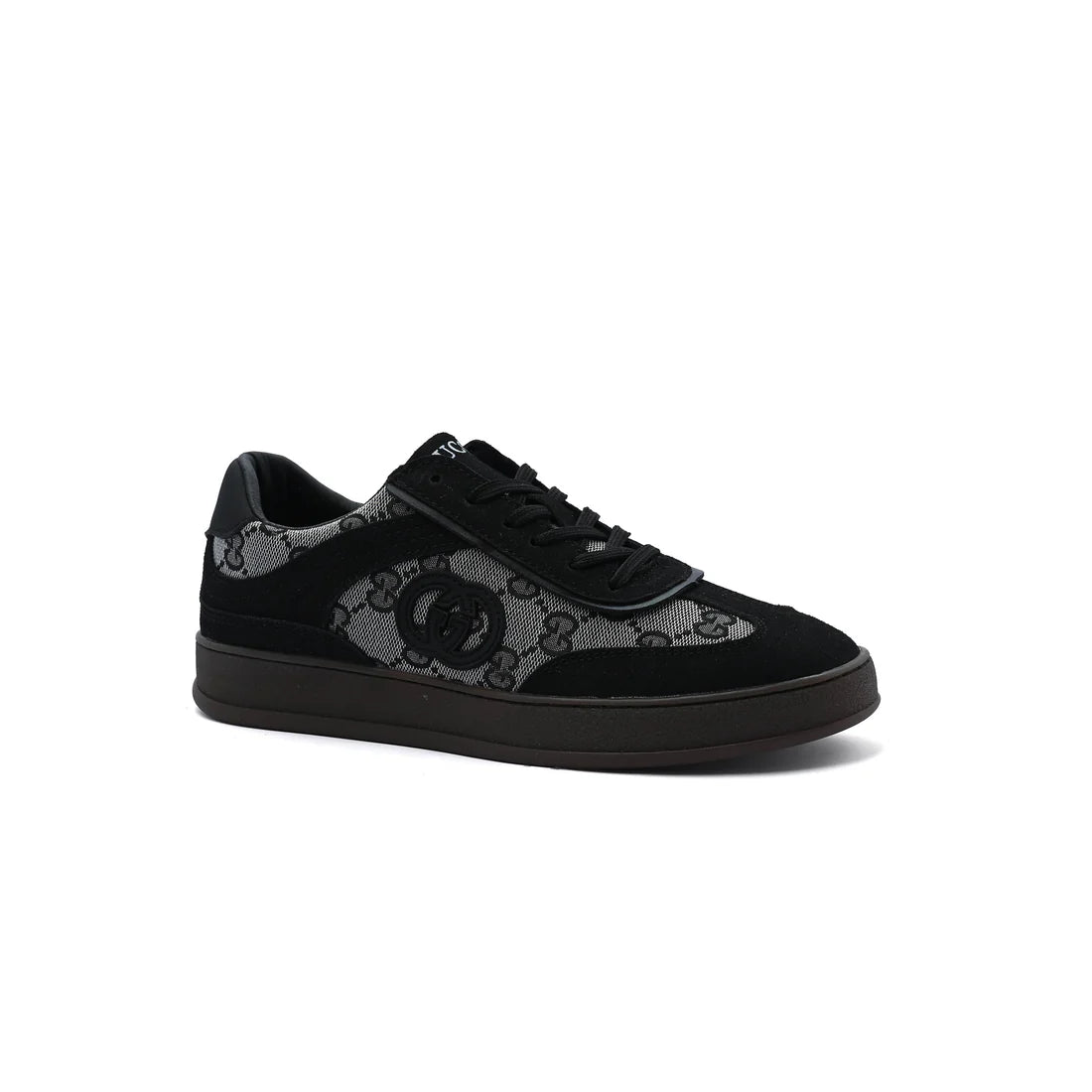 Gucci Interlocking G Suede Canvas Sneakers Woman GU-26 Black