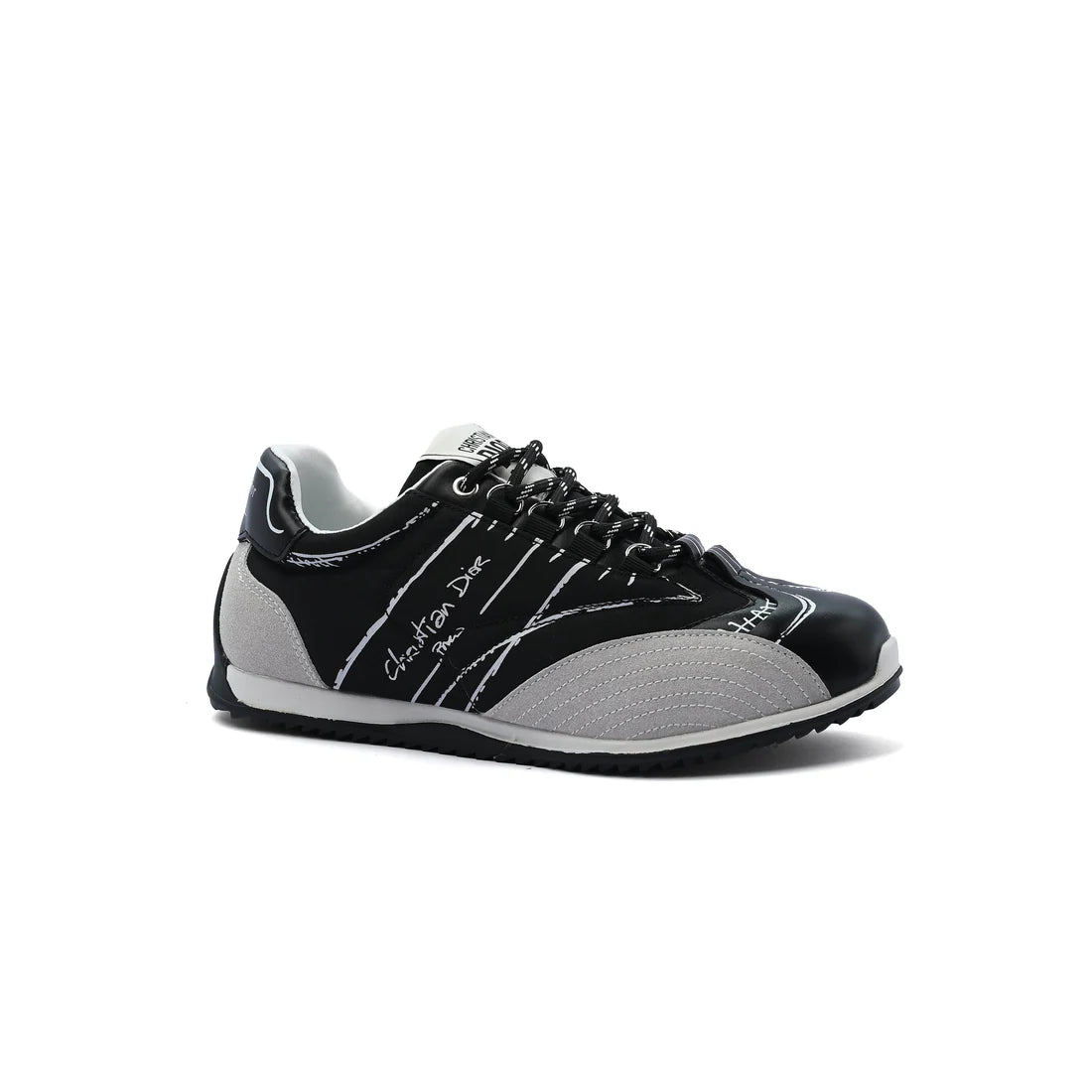 DIOR Calfskin D-Sketch White Nylon Sneakers Woman DO-921 Black