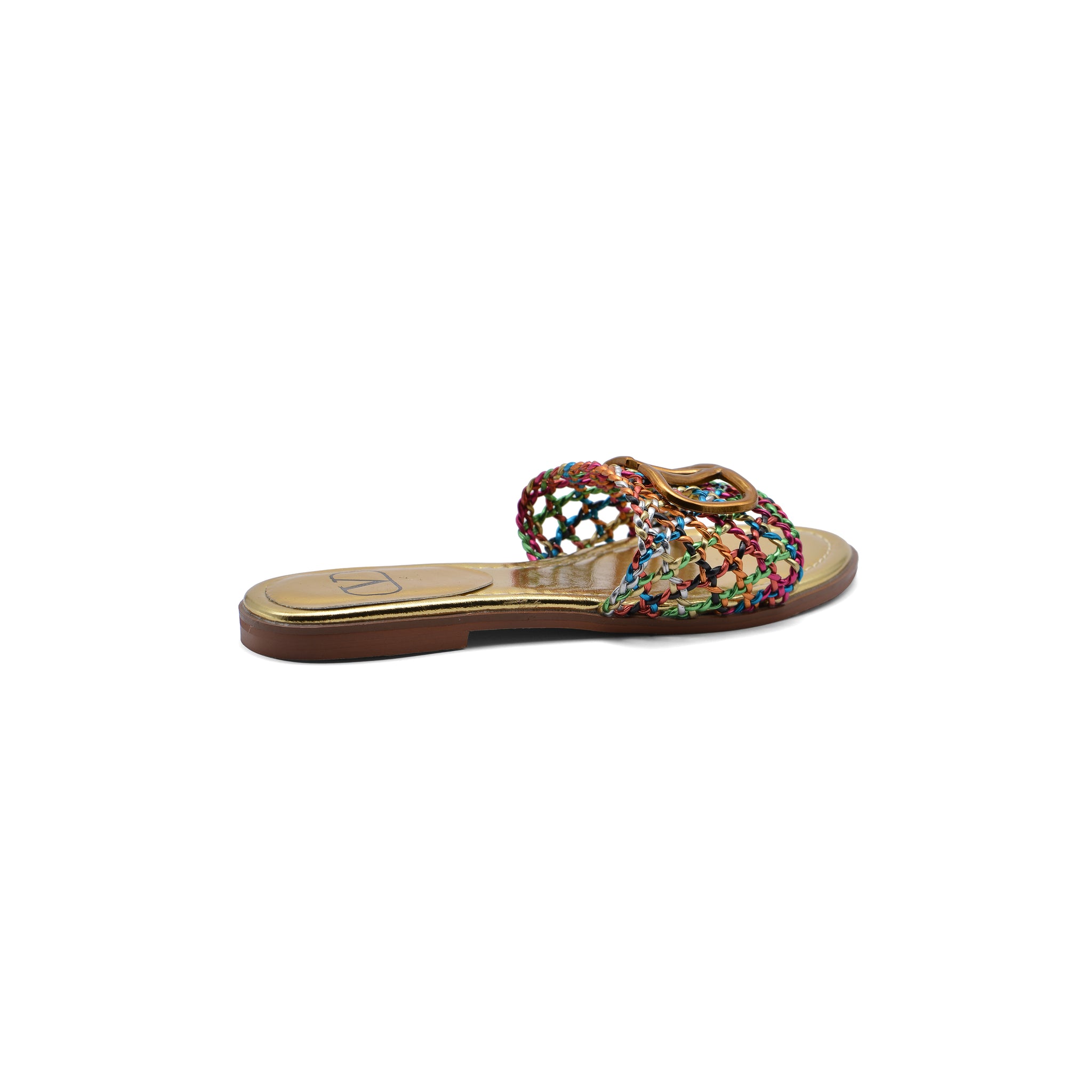 Valentino Garavani Vlogo Signature Slides Nero Flats 3115 Gold
