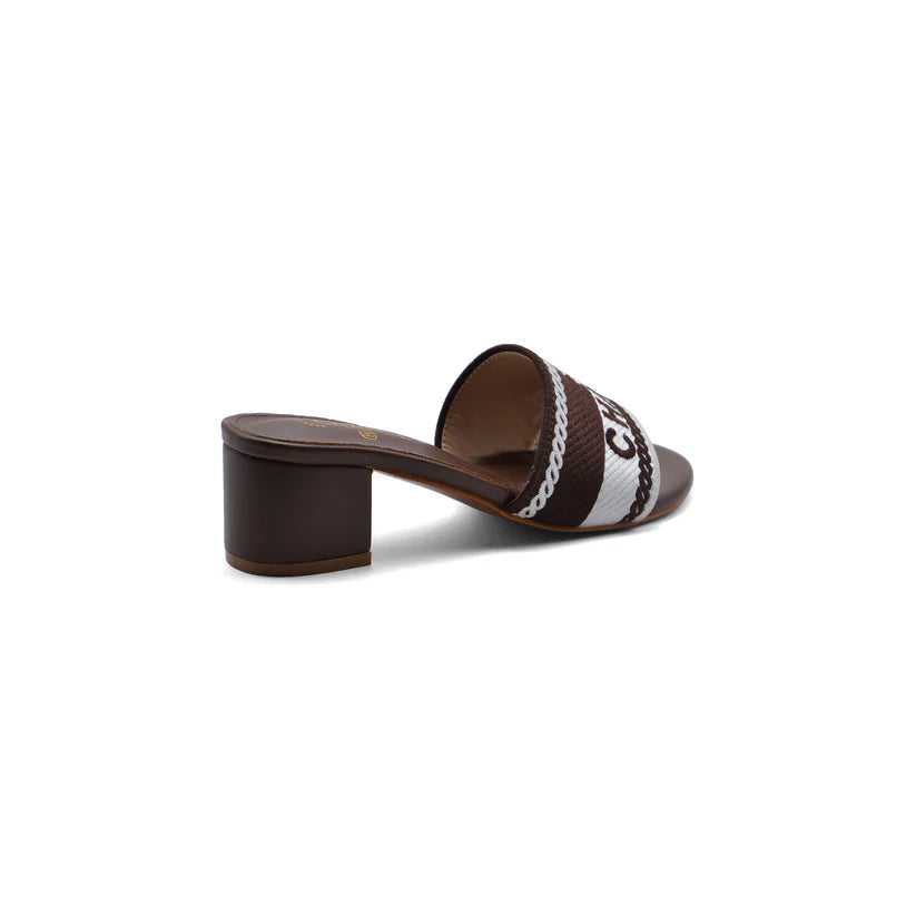 Chanel SS 2001 Embroidered Logo Mule VSP Woman 2127-1 Brown&White