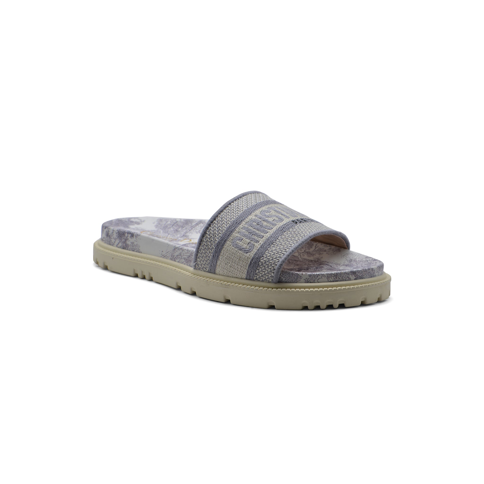 Christian Dior floral print Canvas Slide Sandals Woman DR-886 Gray