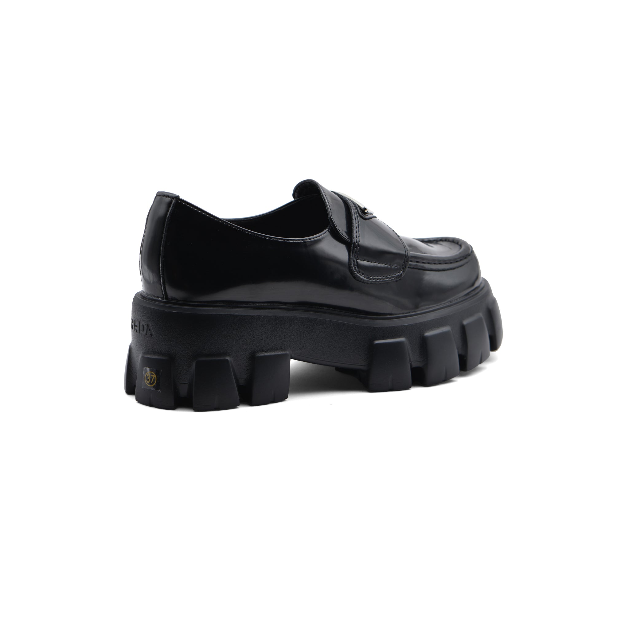 Prada Monolith Patent Leather Loafers Woman A9016 Black