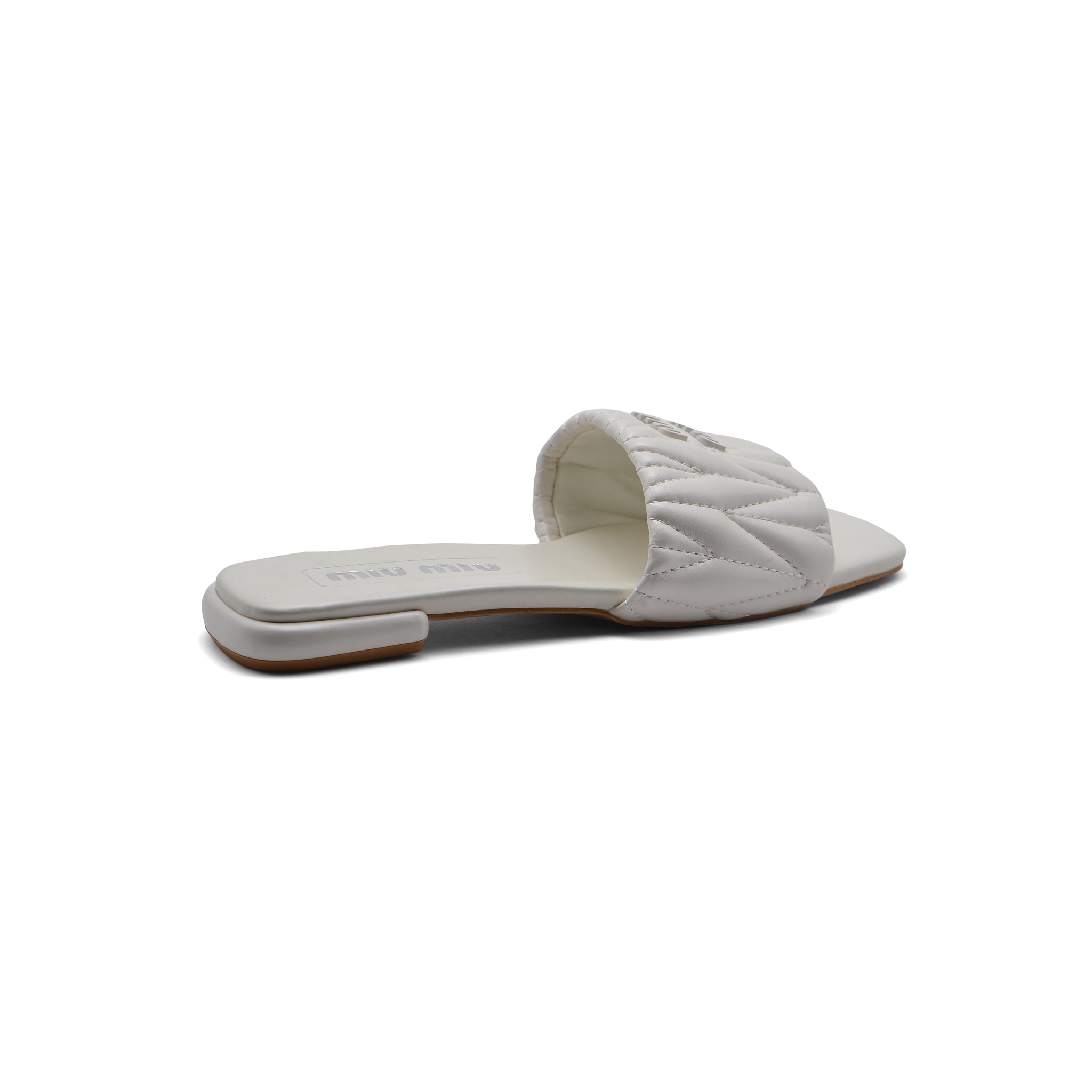 Miu Miu Leather Slides Sandals Summer Classic Leisure Flip Flops Slippers Women 3508 White