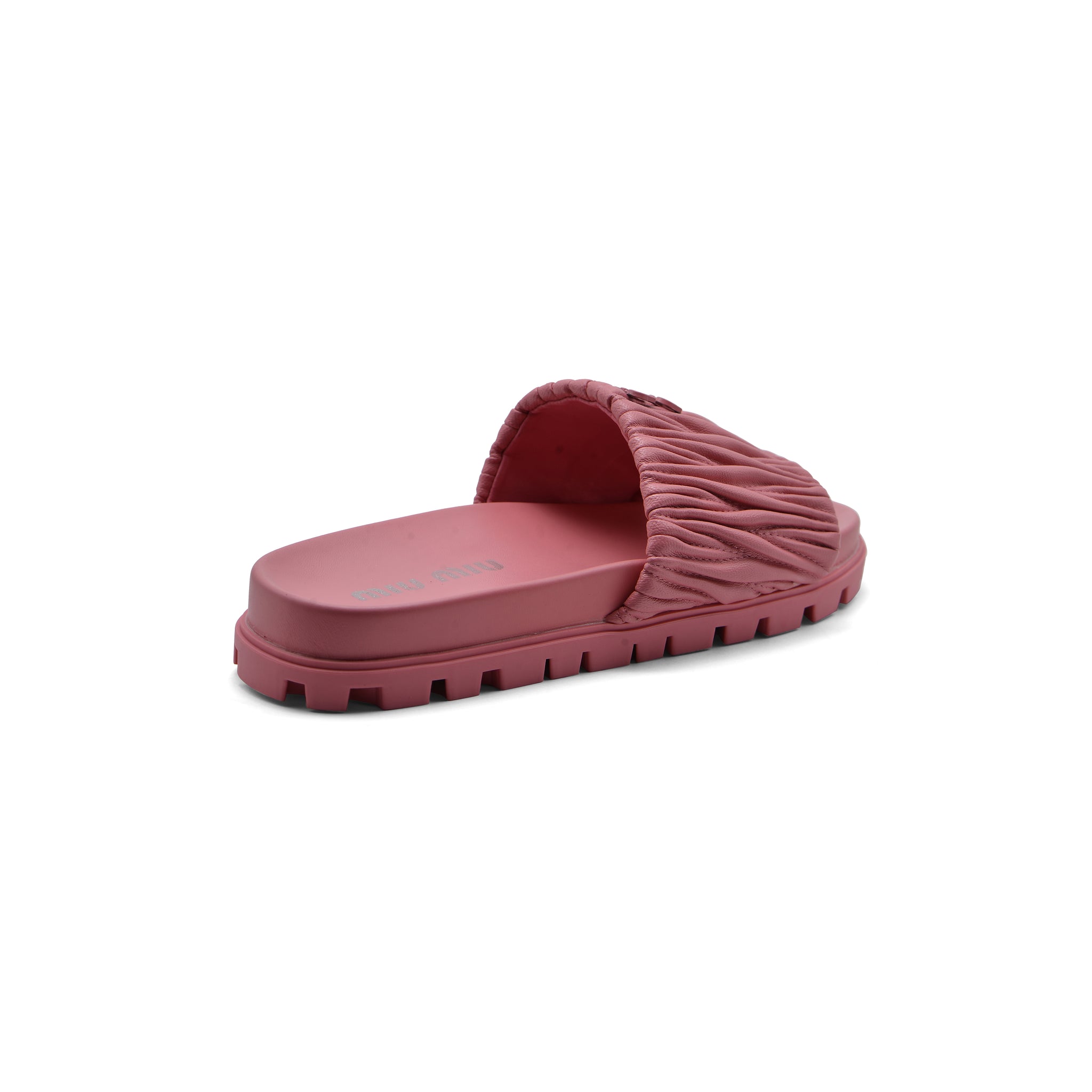 Miu Miu Designer Slides Nappa Leather Beach Slipper Woman 20343 Fuchsia