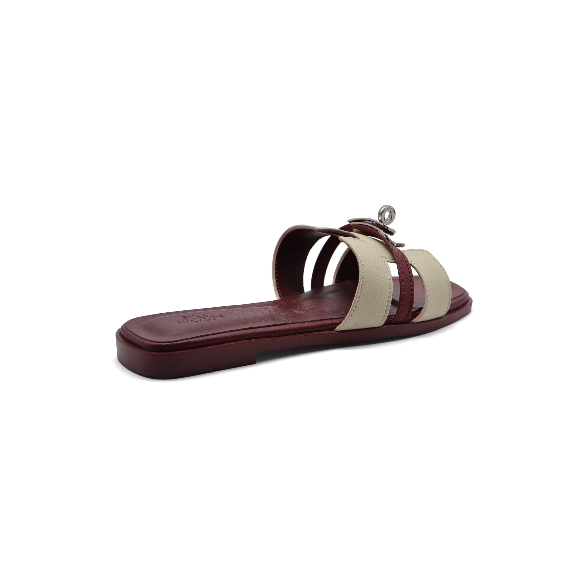 Hermes Calfskin Matte Alligator Giulia Sandals Woman H9-6 Burgundy