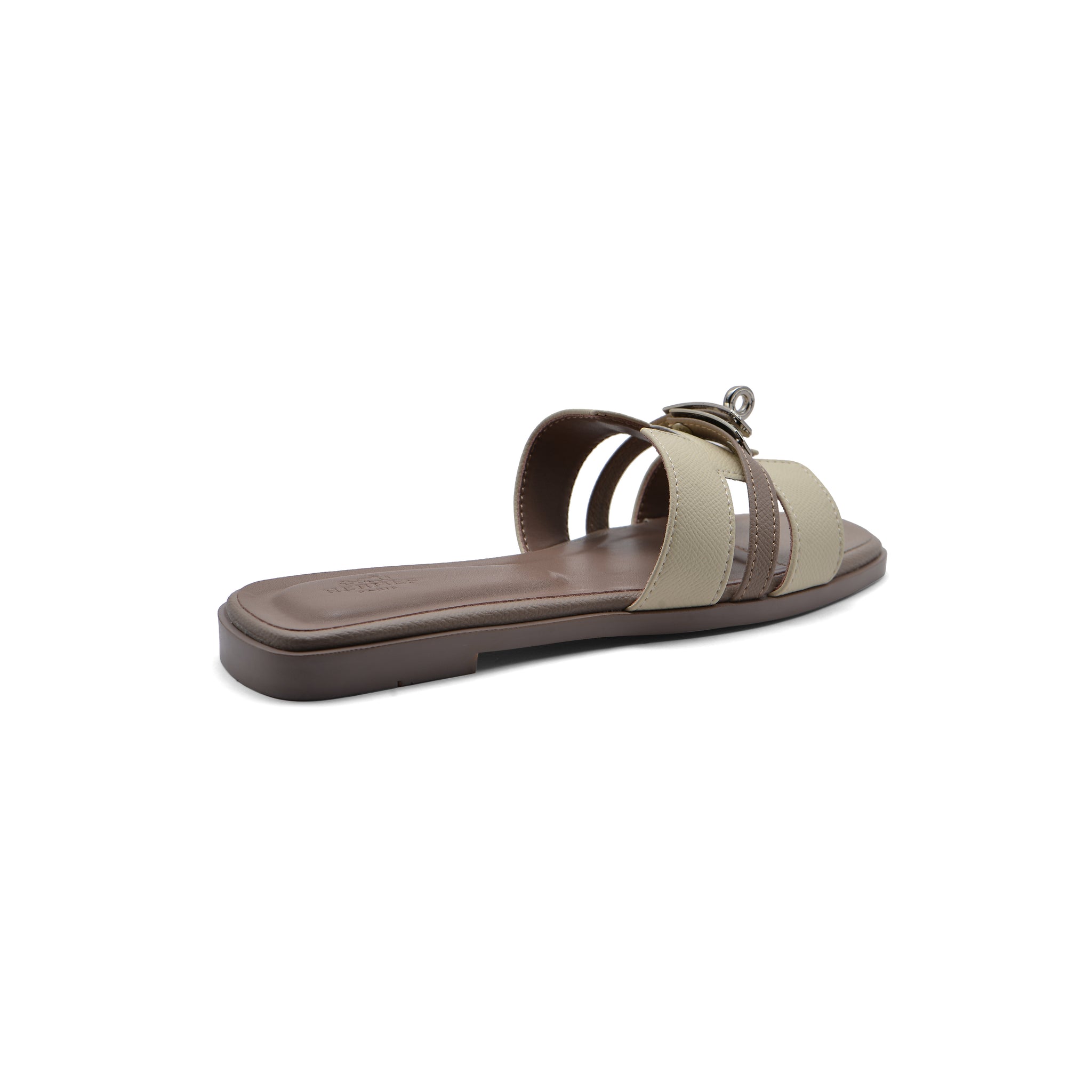 Hermes Calfskin Matte Alligator Giulia Sandals Woman H9-6 Khaki