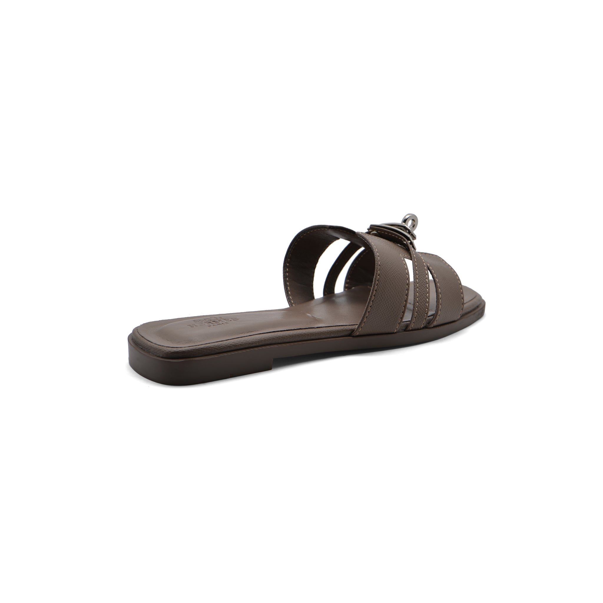Hermes Calfskin Matte Alligator Giulia Sandals Woman H906 Khaki