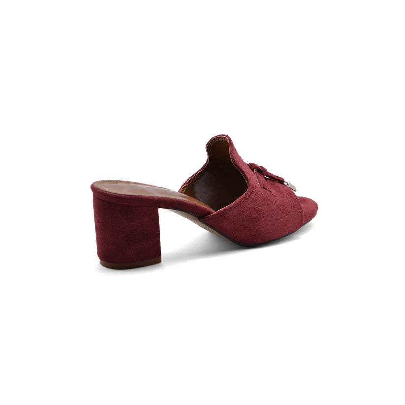 Loro Piana Suede Summer Charms Slide Sandals Woman VR-8 Burgundy