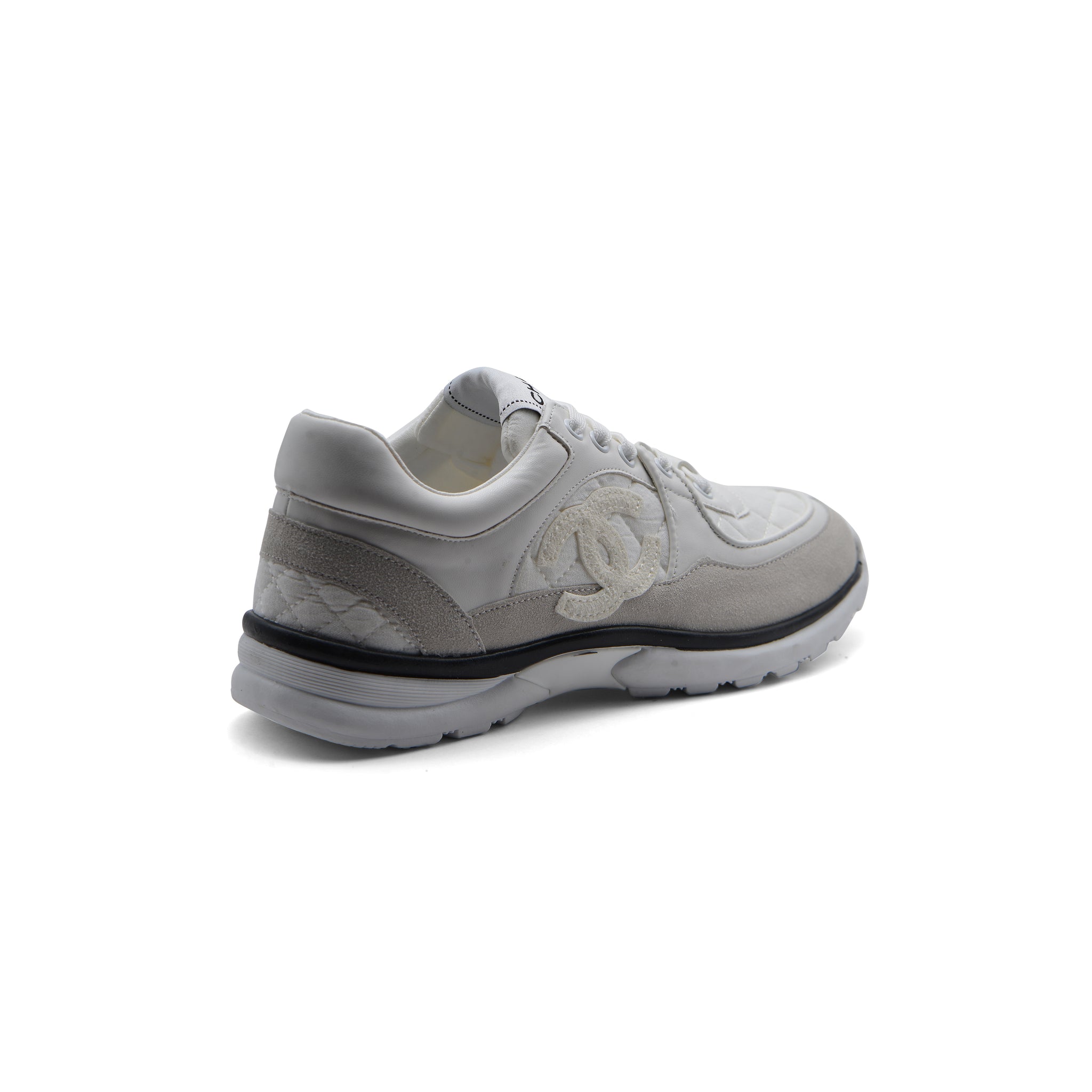 Chanel Fabric Suede Calfskin Quilted CC Sneakers Woman 6699-3 White