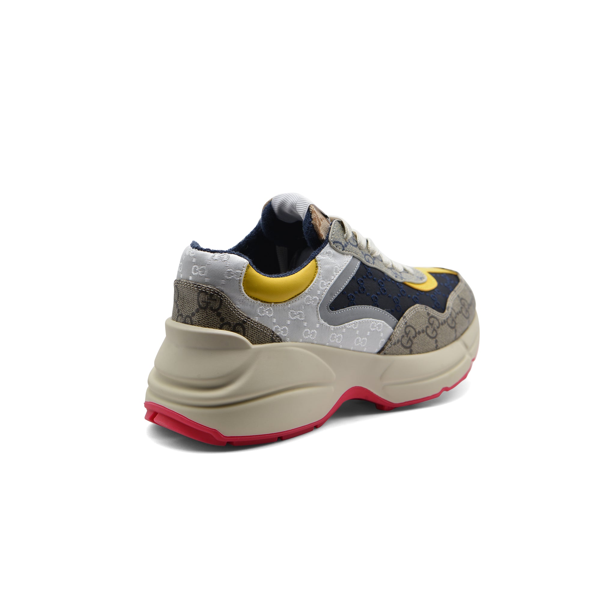 Gucci Supreme Monogram Mix Rhyton Sneakers Woman 20188-1 Beige&Yellow