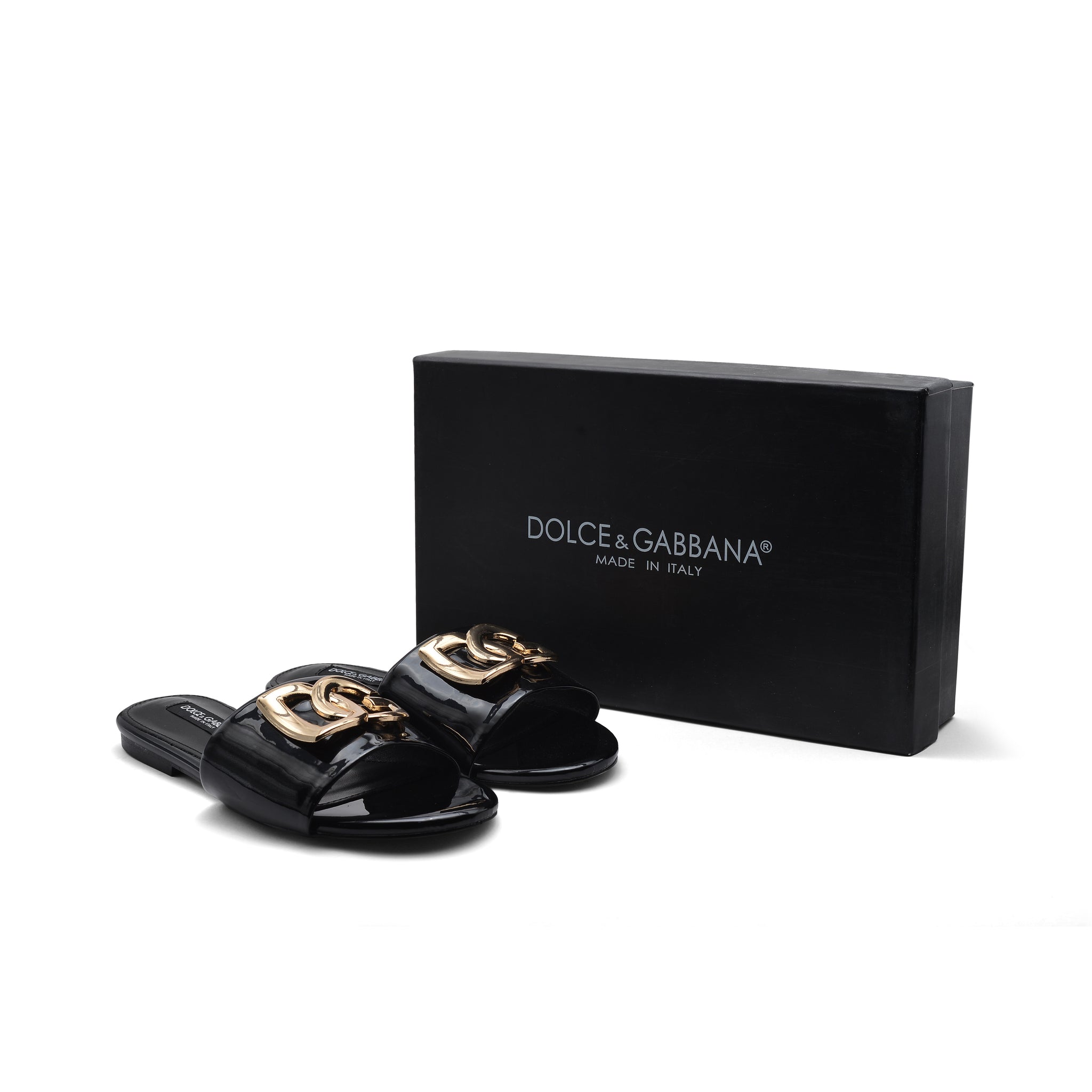 Dolce&Gabbana Loved DG logo flat sandals for Woman 1892 Black